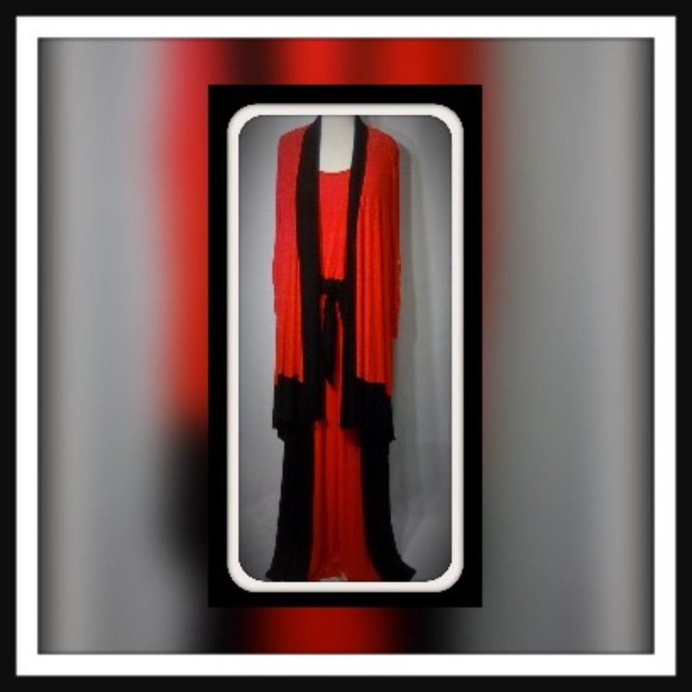 Stunning Red and Black Jacket and Dress Size 1X